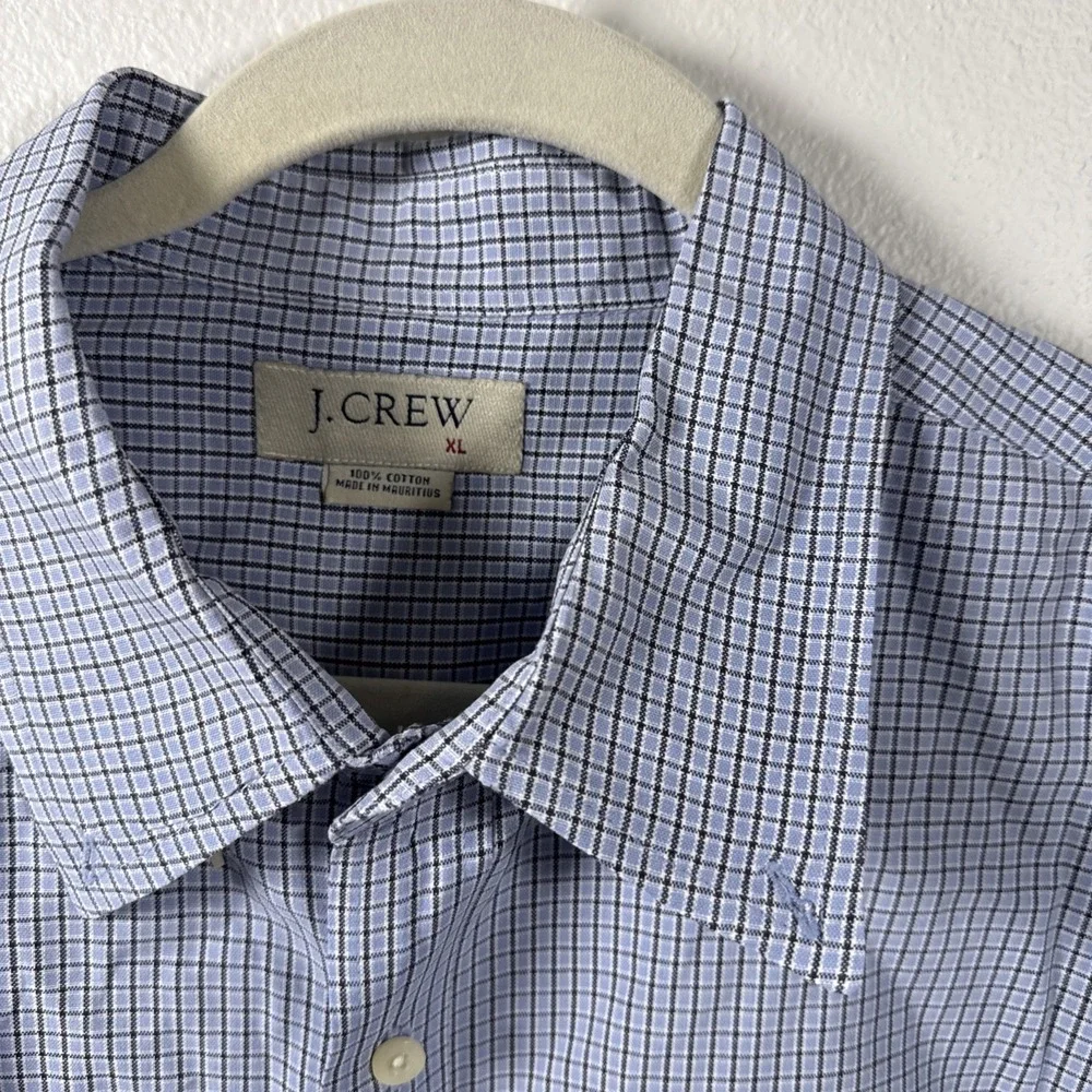 J Crew Shirt XL Blue Check Long Sleeve Button Down Cotton Pocket Casual‎ V1